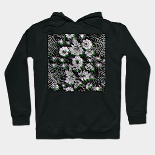 Glitch Spiderwebs Floral Hoodie